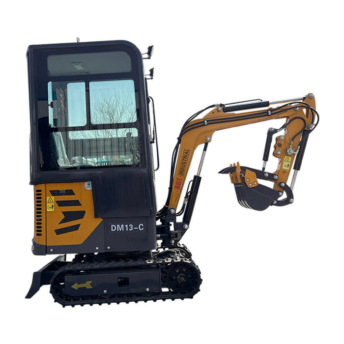 1 Ton, B&S Engine Mini Small Cab Excavator w/ Hydraulic Thumb & Swing Boom | AGT-DM13-C