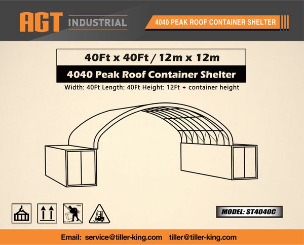 40' x 40' Container Canopy Shelter, PVC Fabric | AGT-ST4040C