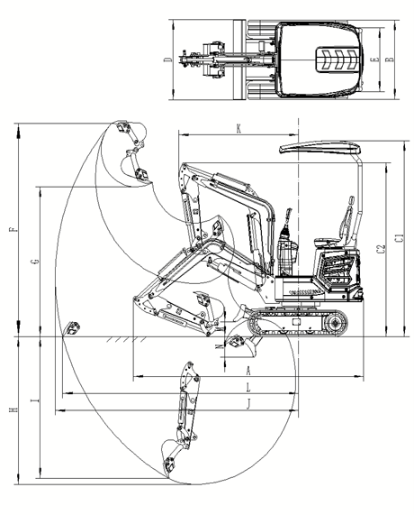 1.4 Ton Mini Excavator, Gasoline Engine (B&S), Gas w/ Upgraded Hydraulic System | AGT-DY14