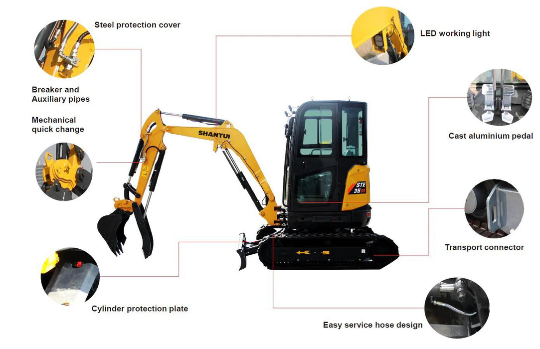 Shantui-STE35SR 2.8-Ton 23.9 HP Mini Excavator With Yanmar Diesel Engine