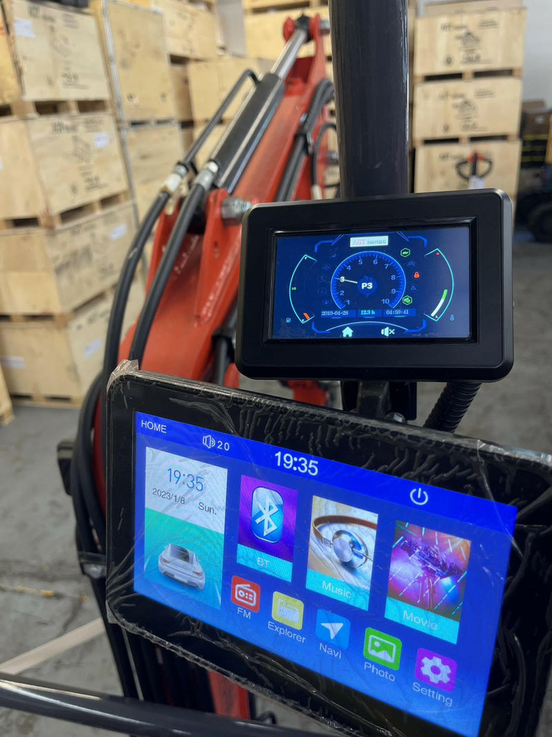 1 Ton, Upgraded Mini Excavator w/ Pilot Control & Swing Boom & Hydraulic Thumb & Features | AGT-DM12X-PLUS