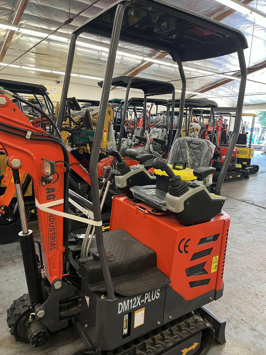 1 Ton, Upgraded Mini Excavator w/ Pilot Control & Swing Boom & Hydraulic Thumb & Features | AGT-DM12X-PLUS