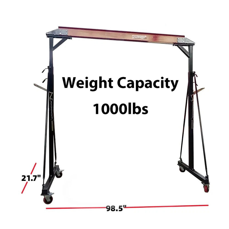 Agrotk 0.5 Ton Adjustable Steel Gantry Crane Portable Shop Lift Hoist | AGT-ASGC-1000