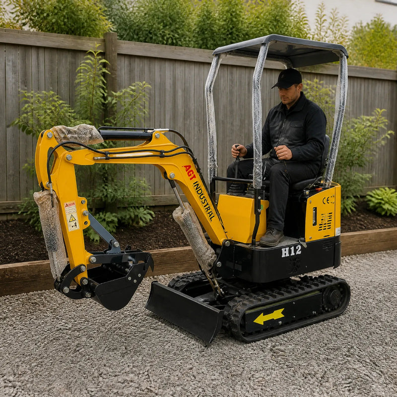 AGT 1 Ton Mini Excavator w/ B&S XR2100 13.5HP Engine, 65" Dig Depth, Compact Design | AGT-H12
