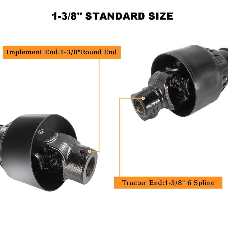 Tractor PTO Shaft, 1-3/8", Series 4, 6 Spline, 41.33-62" | AGT-T4-1050PP