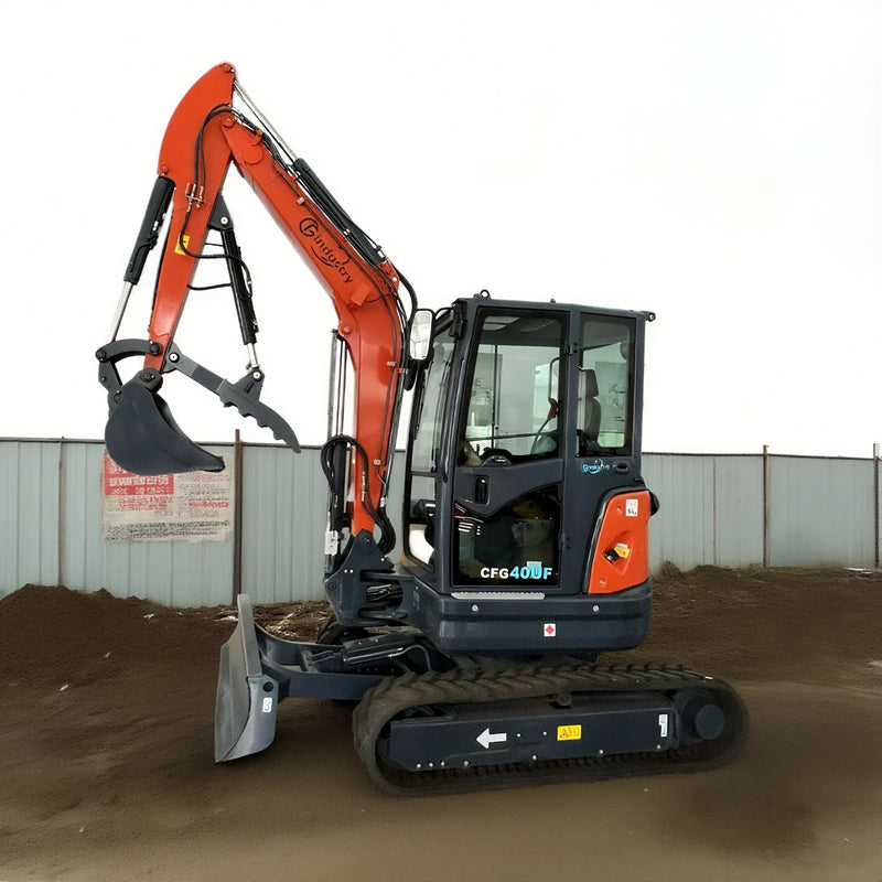 CFG 3.8 Ton Mini Excavator w/ Kubota D1703 24.4HP Engine, 122.8" Dig Depth, A/C Cab & Pilot Control | CFG-40UF