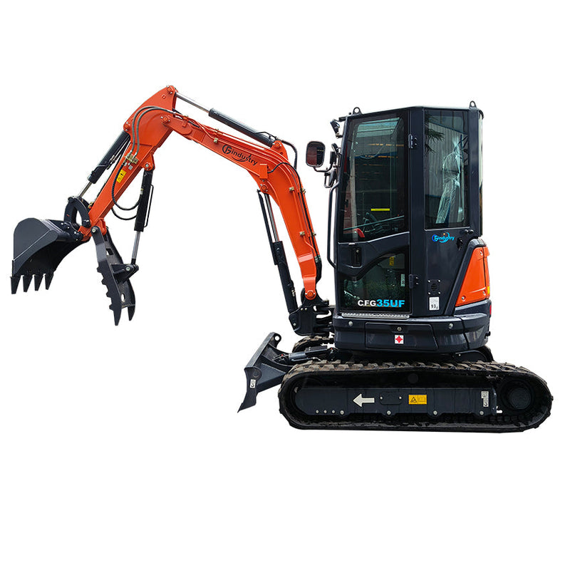CFG 2.8 Ton Mini Excavator w/ Kubota D1105 20.6HP Diesel Engine, 102" Dig Depth, Enclosed Cab & Pilot Control | CFG35UF