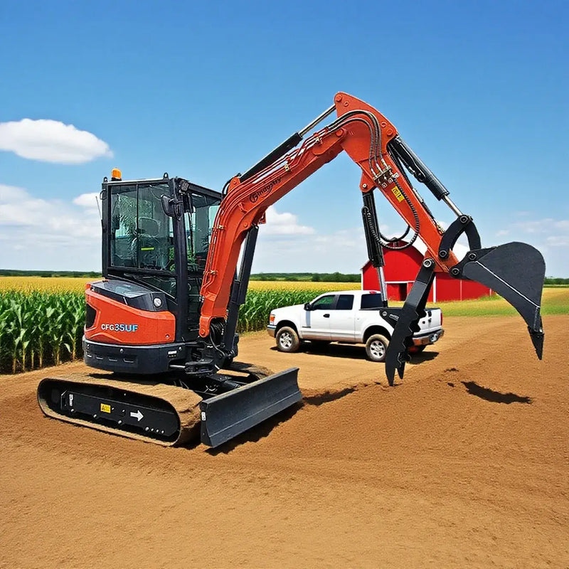 CFG 2.8 Ton Mini Excavator w/ Kubota D1105 20.6HP Diesel Engine, 102" Dig Depth, Enclosed Cab & Pilot Control | CFG35UF