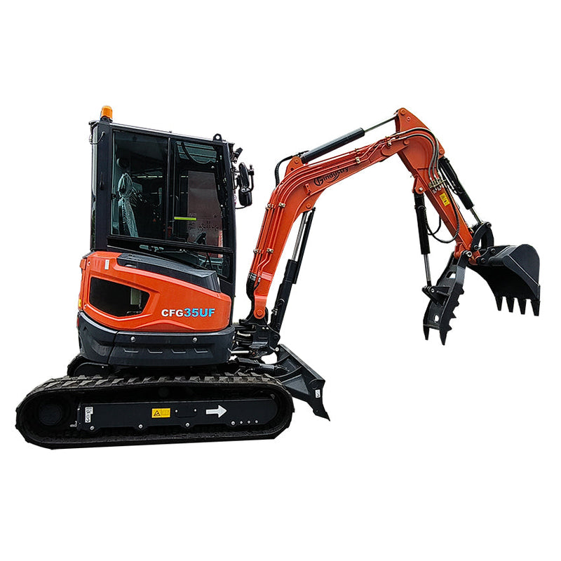 CFG 2.8 Ton Mini Excavator w/ Kubota D1105 20.6HP Diesel Engine, 102" Dig Depth, Enclosed Cab & Pilot Control | CFG35UF