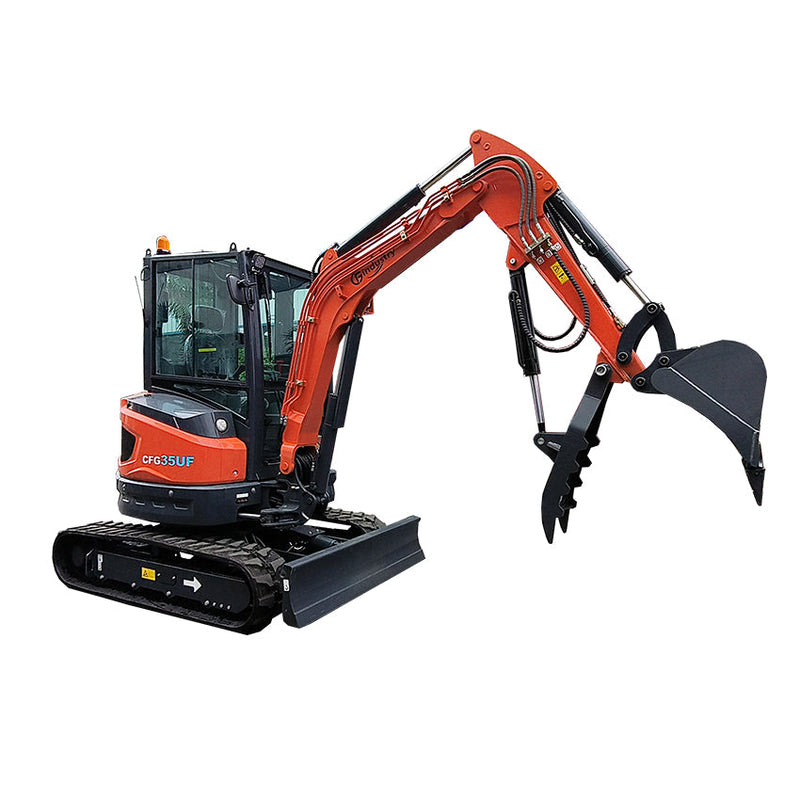 CFG 2.8 Ton Mini Excavator w/ Kubota D1105 20.6HP Diesel Engine, 102" Dig Depth, Enclosed Cab & Pilot Control | CFG35UF