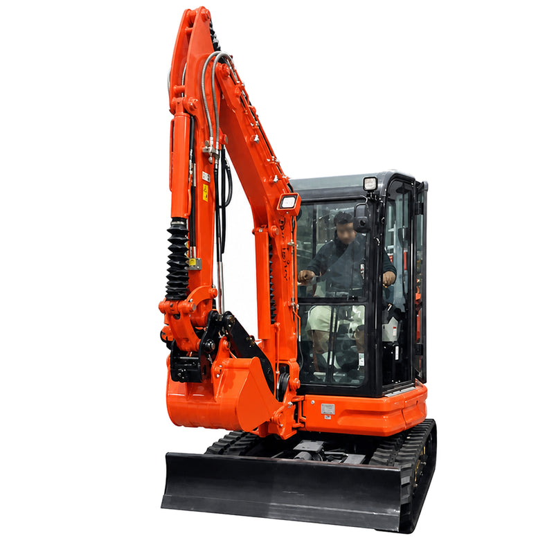 CFG 2.8 Ton Mini Excavator w/ Kubota D1105 20.6HP Diesel Engine, 110" Max Dig Depth, Enclosed Cab, Pilot Control & 4-Way Angle Blade | CFG35UF-L