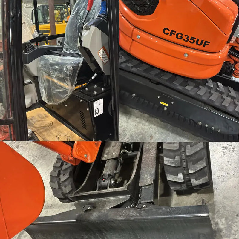 CFG 2.8 Ton Mini Excavator w/ Kubota D1105 20.6HP Diesel Engine, 110" Max Dig Depth, Enclosed Cab, Pilot Control & 4-Way Angle Blade | CFG35UF-L