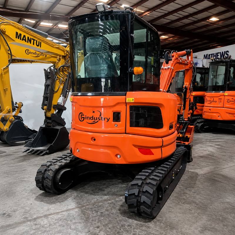 CFG 3.8 Ton Mini Excavator w/ Kubota D1703 24.4HP Engine, 122.8" Dig Depth, A/C Cab, Hydraulic Thumb, 4-Way Dozer Blade & Quick Coupler | CFG-45UF