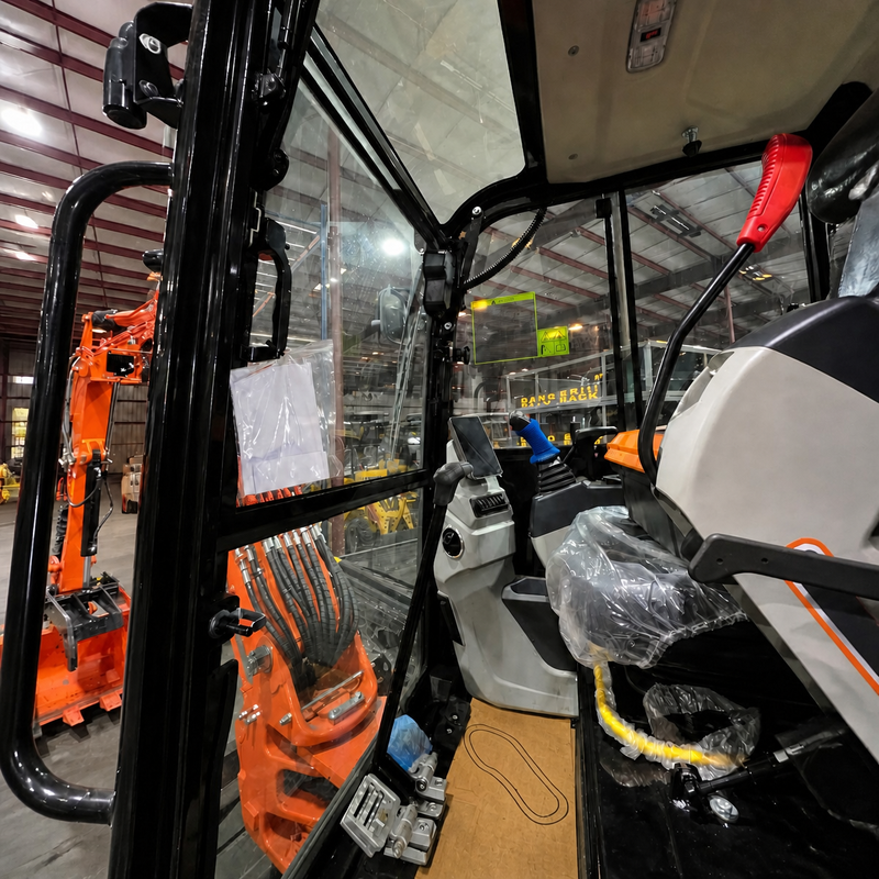 CFG 3.8 Ton Mini Excavator w/ Kubota D1703 24.4HP Engine, 122.8" Dig Depth, A/C Cab, Hydraulic Thumb, 4-Way Dozer Blade & Quick Coupler | CFG-45UF