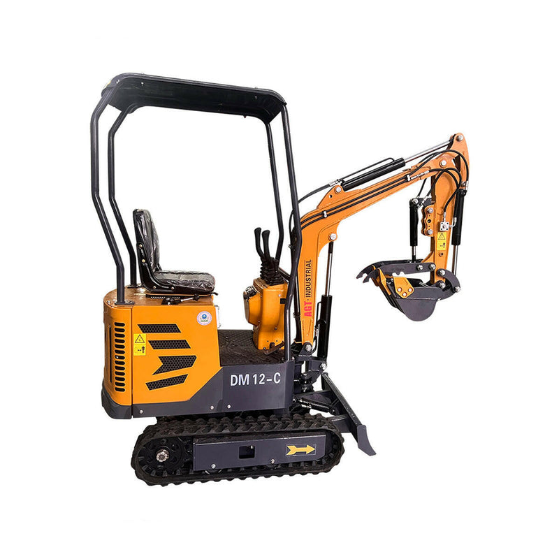 AGT 1 Ton Mini Excavator w/ B&S XR2100 13.5HP Engine, 66" Dig Depth, Swing Boom & Hydraulic Thumb | AGT-DM12-C