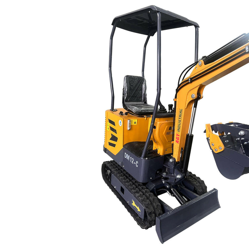 AGT 1 Ton Mini Excavator w/ B&S XR2100 13.5HP Engine, 66" Dig Depth, Swing Boom & Hydraulic Thumb | AGT-DM12-C