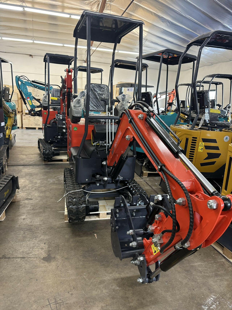 1 Ton, Upgraded Mini Excavator w/ Pilot Control & Swing Boom & Hydraulic Thumb | AGT-DM12X-C