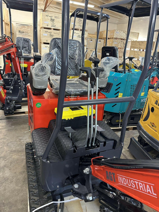 1 Ton, Upgraded Mini Excavator w/ Pilot Control & Swing Boom & Hydraulic Thumb | AGT-DM12X-C