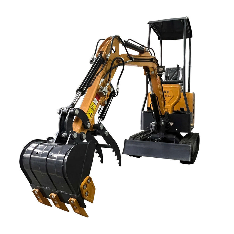1 Ton, 13.5 HP Gasoline Engine (B&S) Mini Excavator w/ Hydraulic Thumb & Side Swing Boom | AGT-DM12-C