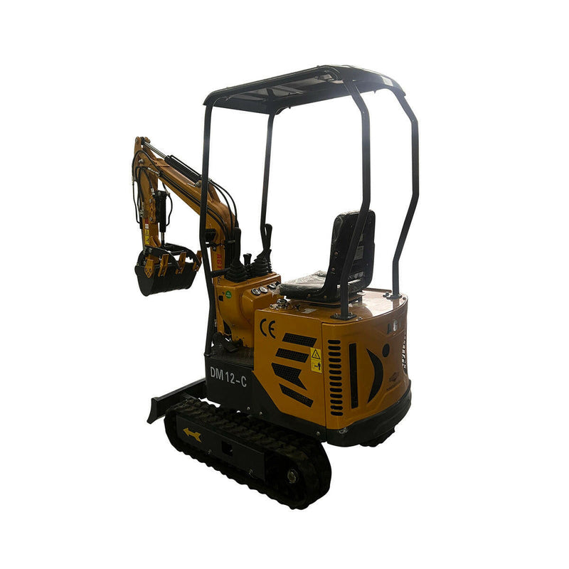 1 Ton, 13.5 HP Gasoline Engine (B&S) Mini Excavator w/ Hydraulic Thumb & Side Swing Boom | AGT-DM12-C
