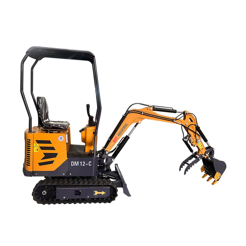 1 Ton, 13.5 HP Gasoline Engine (B&S) Mini Excavator w/ Hydraulic Thumb & Side Swing Boom | AGT-DM12-C