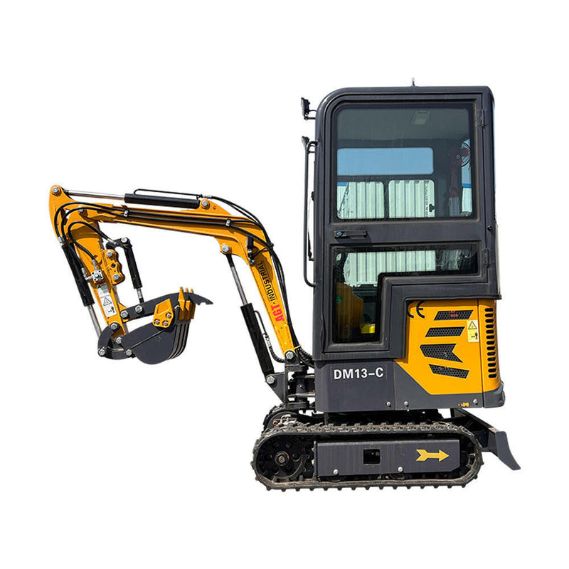 1 Ton, B&S Engine Mini Small Cab Excavator w/ Hydraulic Thumb & Swing Boom | AGT-DM13-C