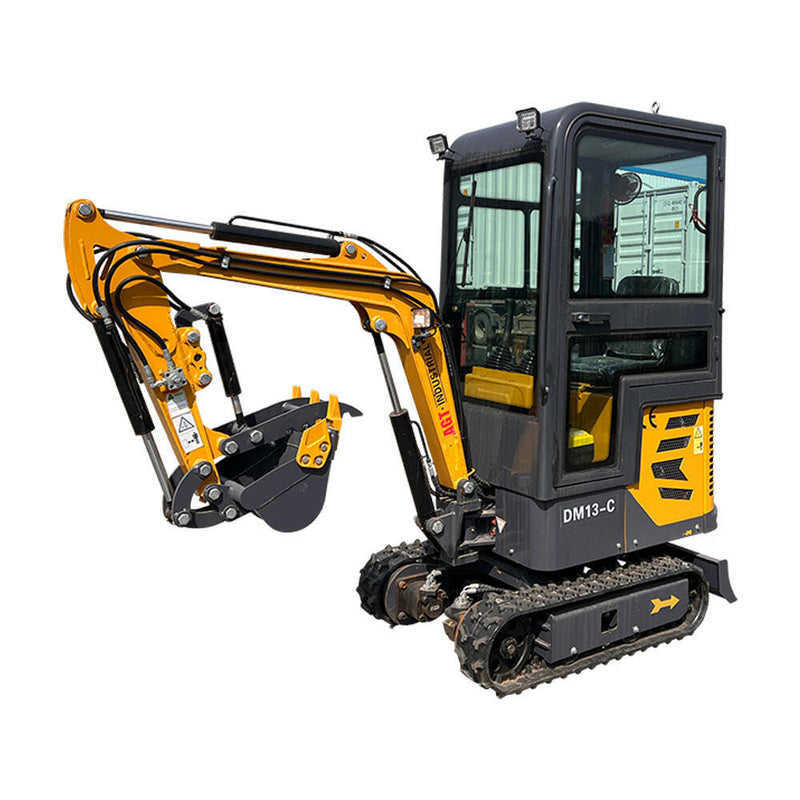 1 Ton, B&S Engine Mini Small Cab Excavator w/ Hydraulic Thumb & Swing Boom | AGT-DM13-C