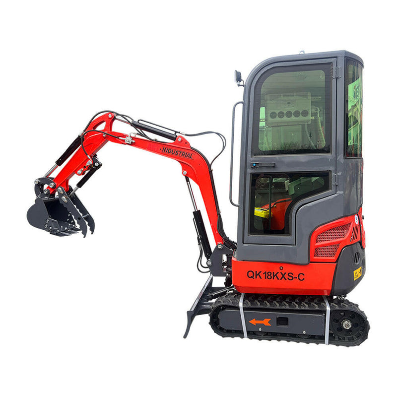 1-Ton, Kubota Engine Mini & Small Excavator w/Air Conditioning, Side Swing & Enclosed Cab | AGT-KH18K-CC