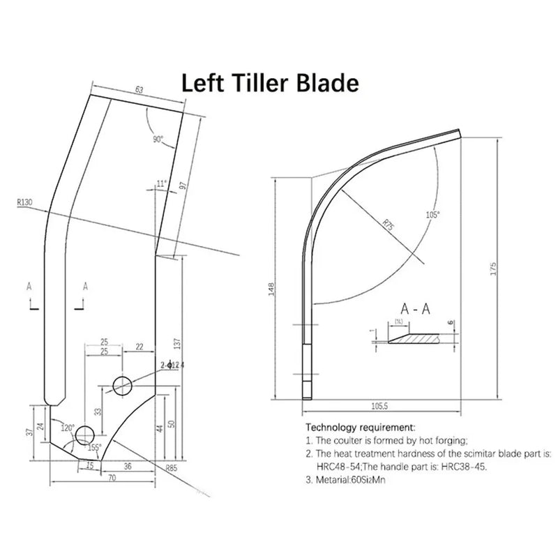 20PCS Rotary Tiller Blades L-Tines Replacement Fit for TAS74 TAS81 | LDZC-TS