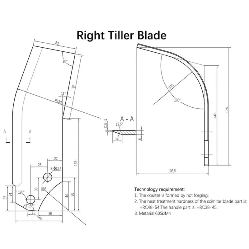 20PCS Rotary Tiller Blades L-Tines Replacement Fit for TAS74 TAS81 | LDZC-TS