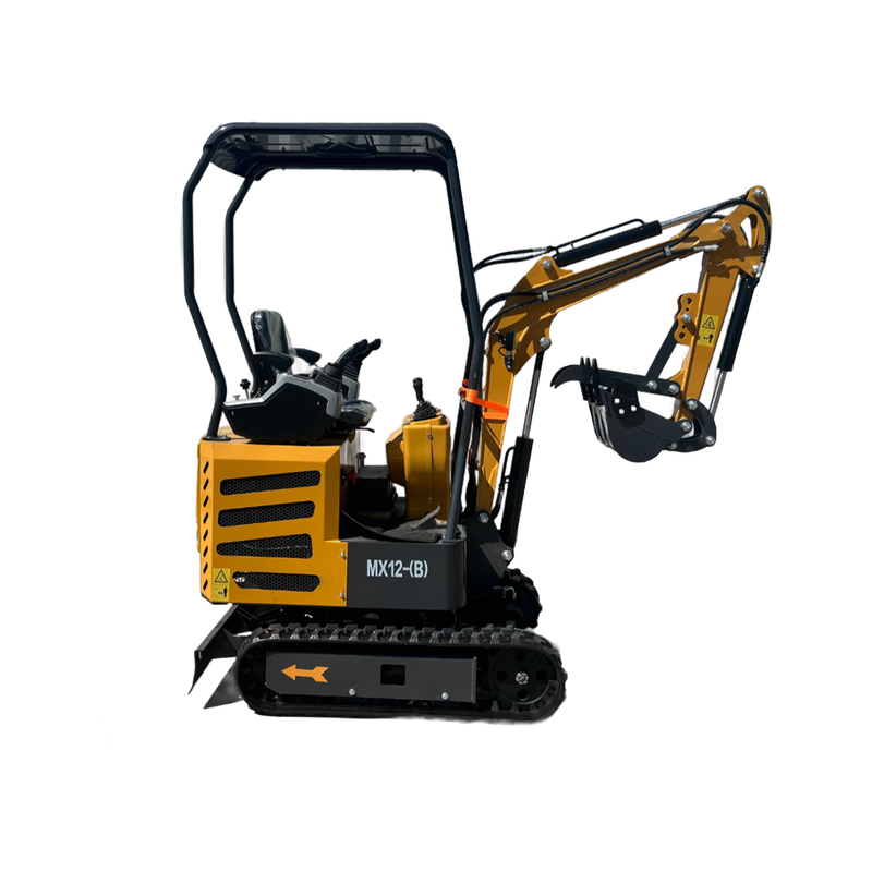 1 Ton, B&S Engine Mini Excavator w/ Pilot Control & LED Light | MX12-B + Free Rake & Ripper