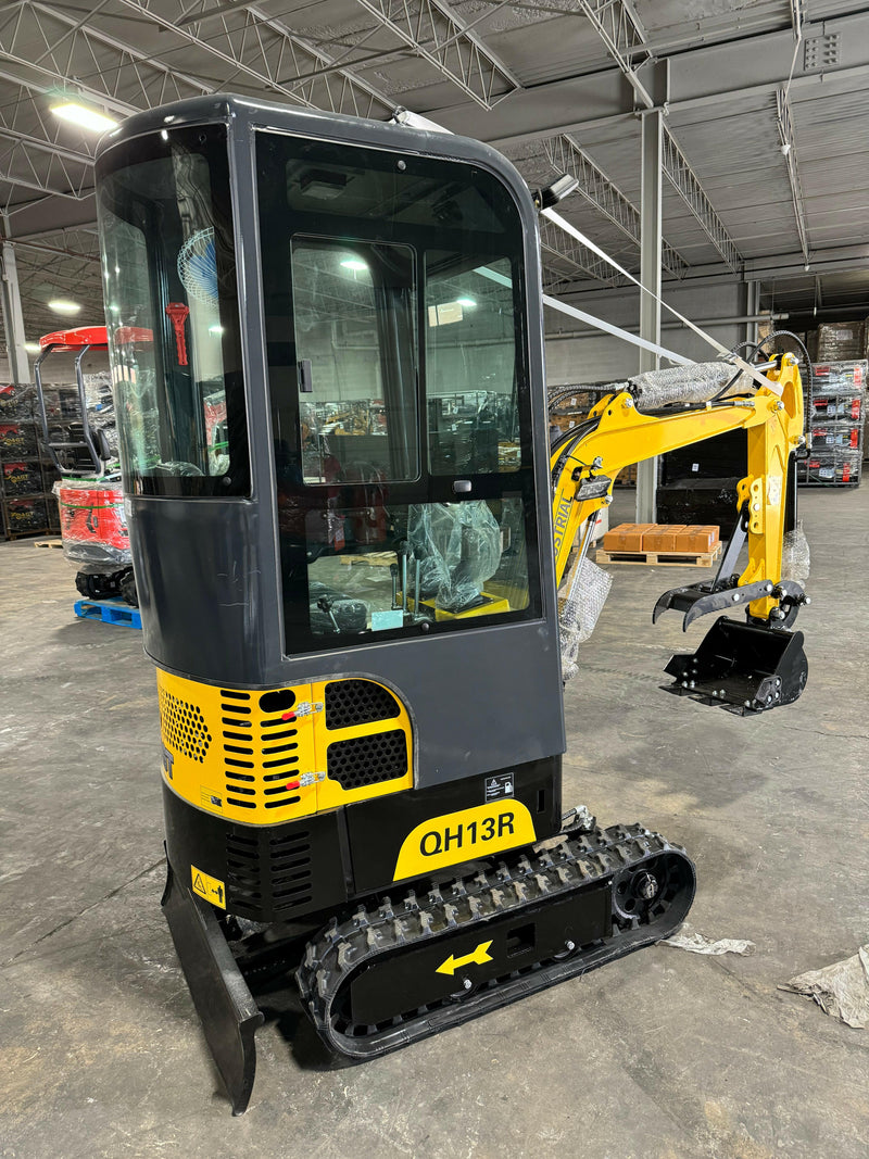 1 Ton, R420D Gasoline Mini Excavator w/ Enclosed Cab | QH13R