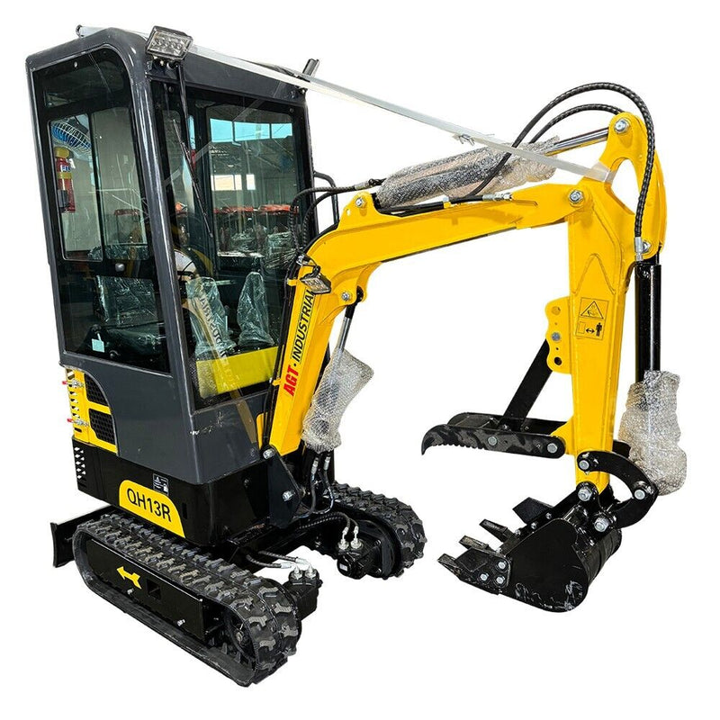 1 Ton, R420D Gasoline Mini Excavator w/ Enclosed Cab | QH13R