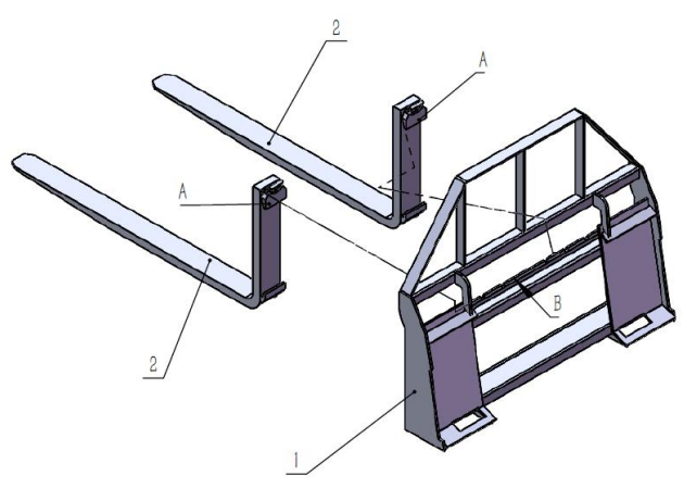 48'' Pallet Fork Frame for skid steer, 4000 lbs | AGT-SAII100-2