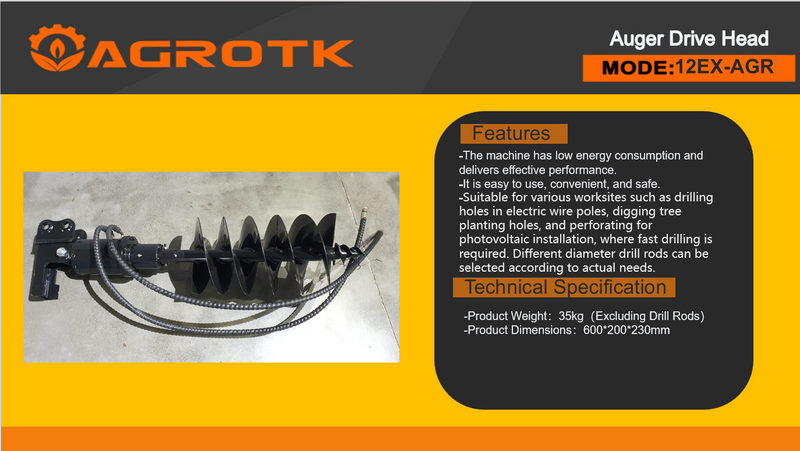 Auger for AGT Mini Excavator | 12EX-AGR