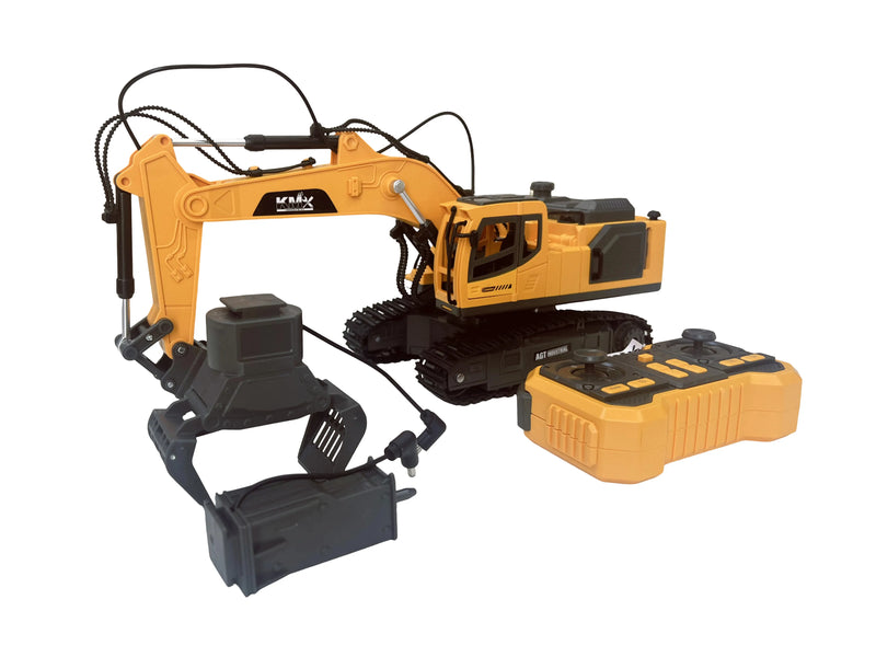 KMX Industrial RC Alloy Excavator Toy with Interchangeable Attachments | WJMX-4D-E1