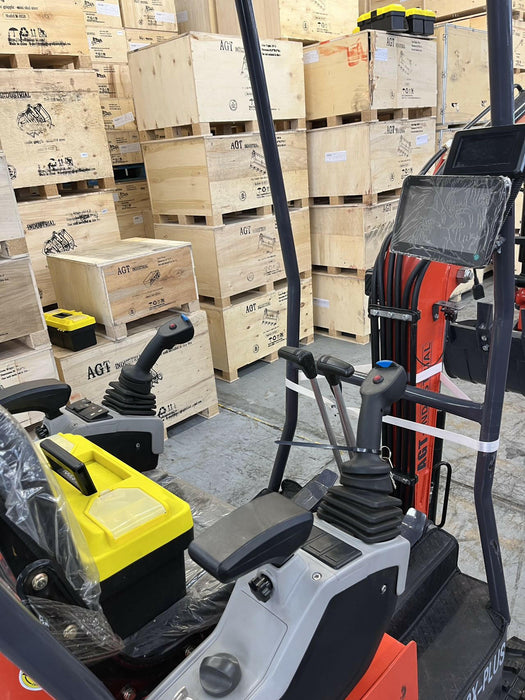 1 Ton, Upgraded Mini Excavator w/ Pilot Control & Swing Boom & Hydraulic Thumb & Features | AGT-DM12X-PLUS