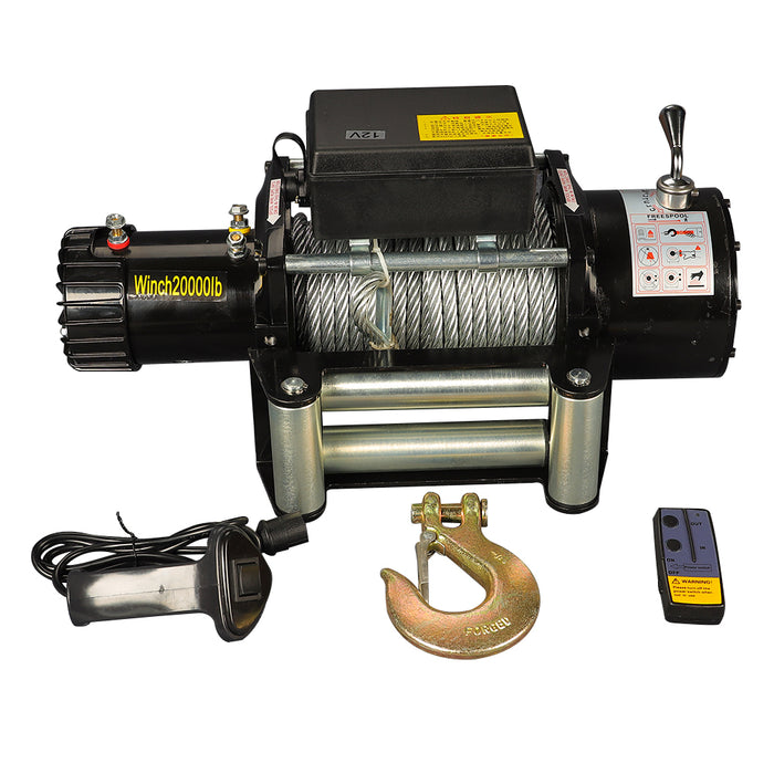 12V 20,000 lb Electric Winch With Wire Rope | AGT-2000EW